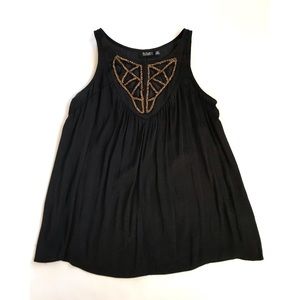 A.N.A. Women’s Sleeveless Top Black Accented With Gold Petite Medium